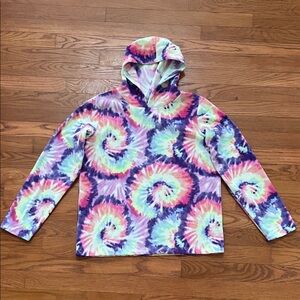 The Children’s Place girls multi tie dye print fleece hooded top